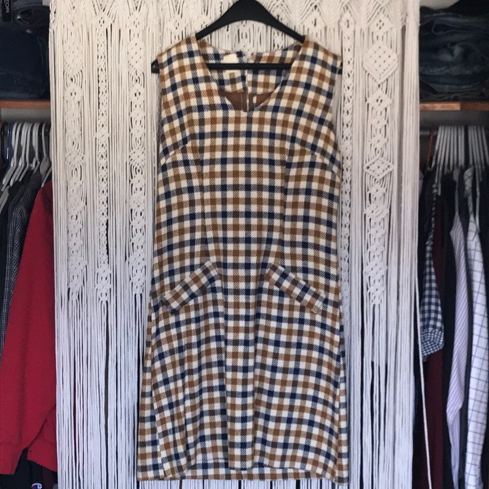 Vintage 60s Wool Plaid Sheath Dress